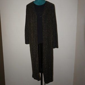 Long Shiny Black and Gold Cardigan
